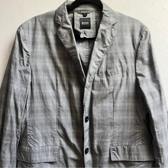 Hugo Boss Miltoz lightweight cotton checker plaid blazer Sz 38R - Picture 5 of 11